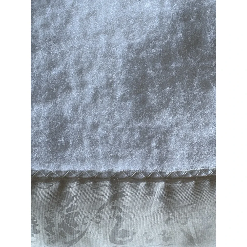 Vintage Quiltex Acrylic White Baby Blanket Satin Lace Trim ducks USA‎ 35x50 NOS